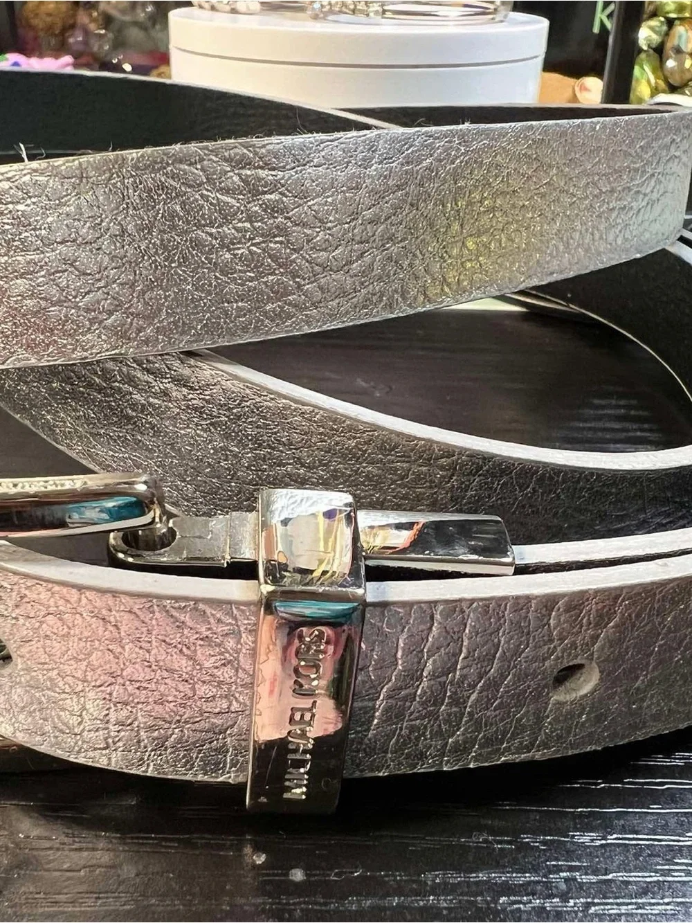 Michael kors wrap metallic belt